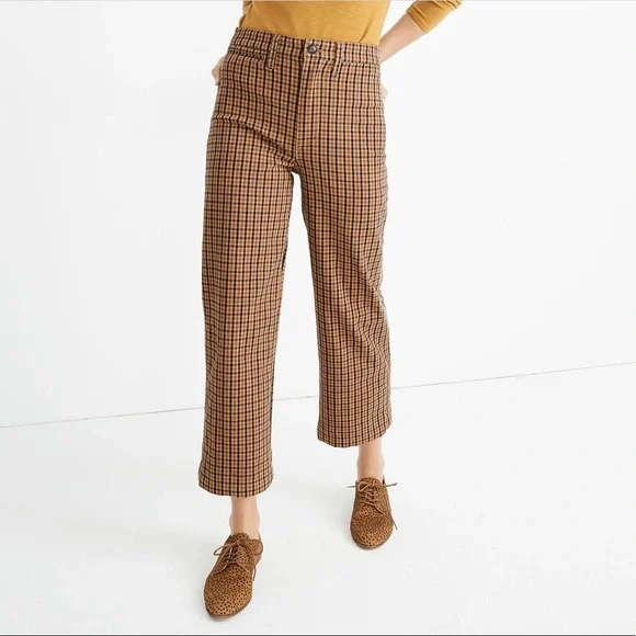 Madewell Plaid Slim Emmet Wide Leg Crop Pants Size 28 - Picture 2 of 15
